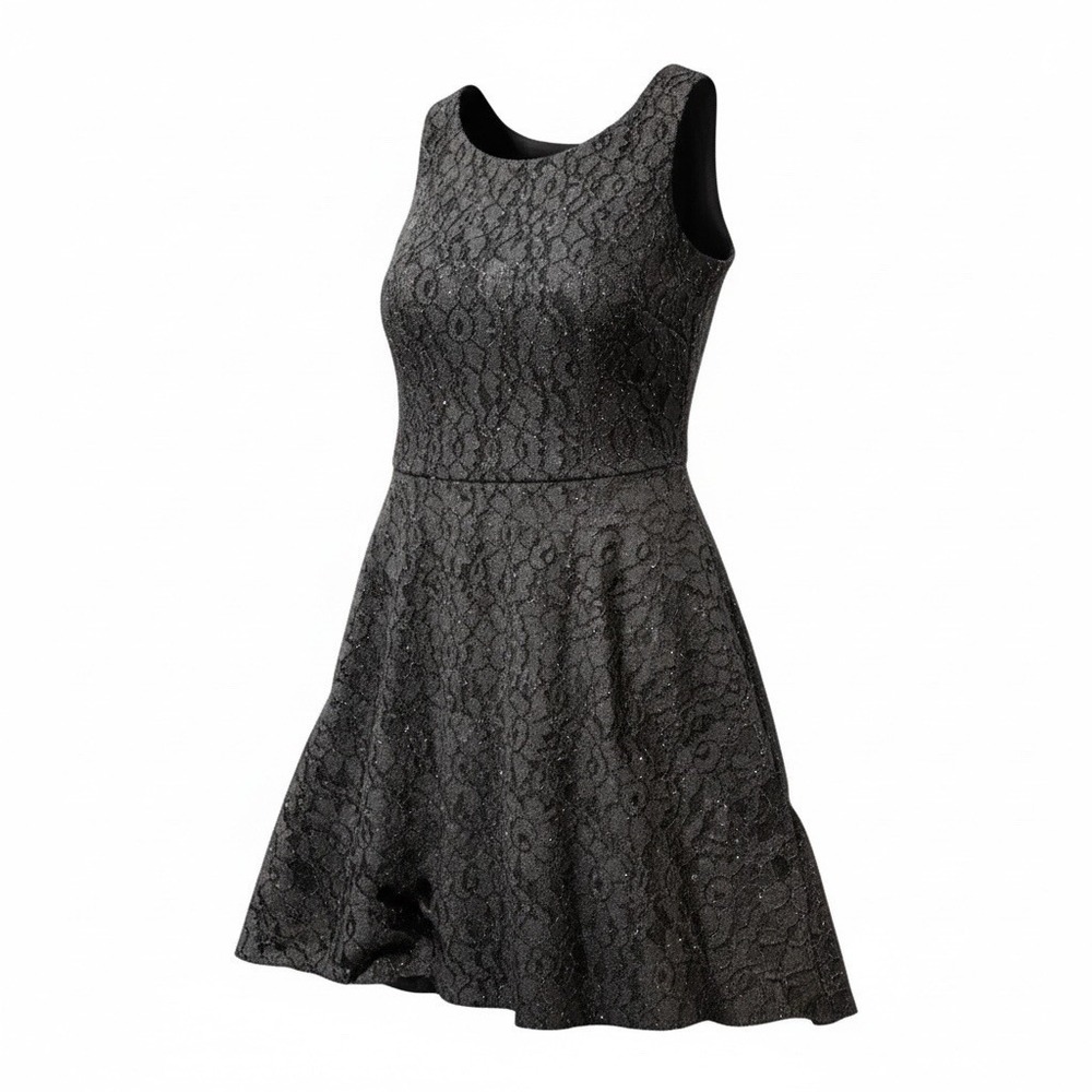 Speechless Glittered Lace Fit And Flare Dress Black Size Five